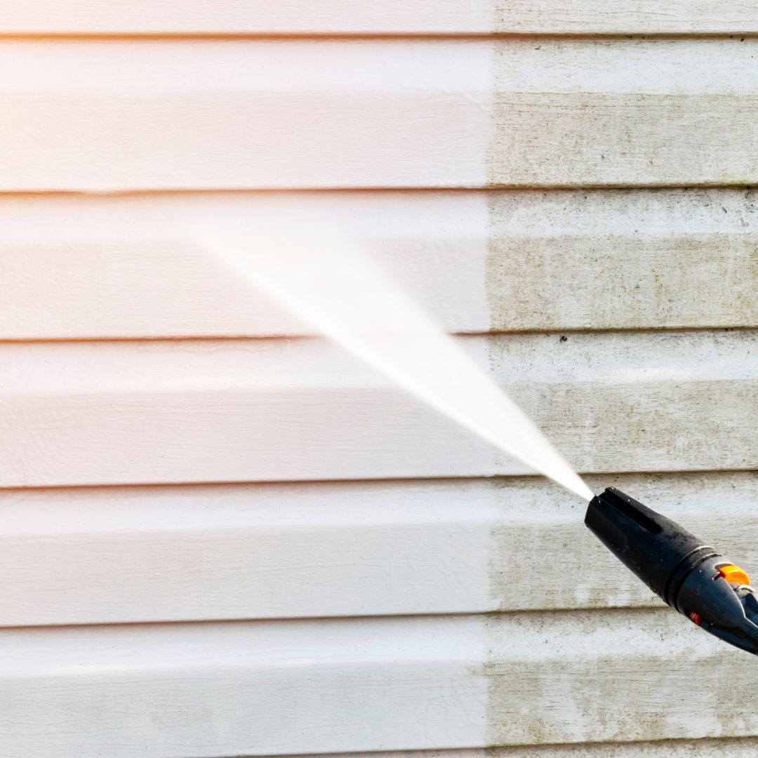before and after pressure washed siding