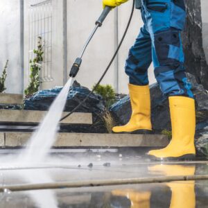 pressure washing concrete steps