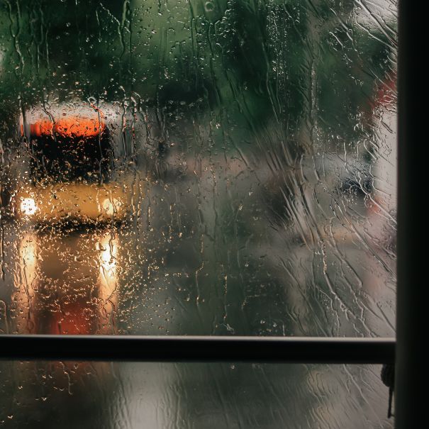 Rainy day outside of a window