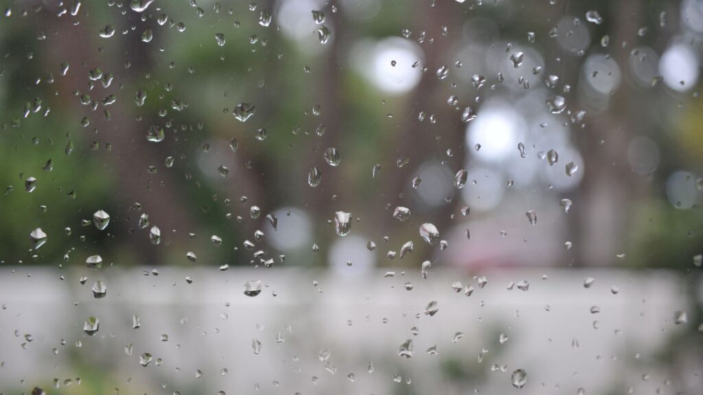 Rainy day outside of a window